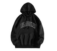 Generisch Los Angel Pullover Men Women Letter Graphic Hooded Print Crew Neck Long Sleeve Sweatshirt Tops Hoodie Plus Size Men, black, L