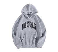 Generisch Los Angel Sweat Jacket Men Women Letter Graphic Hooded Print Crew Neck Long Sleeve Sweatshirt Tops Full Things, gray, L