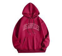 Generisch Los Angel Sweatshirt Men Women Letter Graphic Hooded Print Crew Neck Long Sleeve Sweatshirt Tops Hoodie Men White, Wine Red, L
