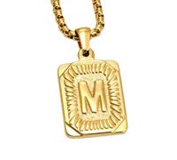Generisch Love Initial Initial Pendant Necklace - Capital Letter - Yellow Gold Plated - 22" Textile Bracelet With Pendant, metal, No gemstone