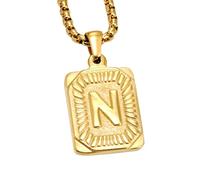 Generisch Love Initial Initial Pendant Necklace - Capital Letter - Yellow Gold Plated - 22" Textile Bracelet With Pendant, metal, No gemstone