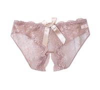 Generisch Low Waist Lace Underwear for Women with High Aesthetic Value, Be careful of Triangle Pants with Machine Opening Crotch, coffee, L
