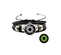 Generisch Luminous Couple Bracelets Sun And Moon Adjustable Braided Bracelets The Luminous Stone Stores The Light Energy Under The Irradiation Of Black Set Watch And Bracelet Women, one size, PU, No