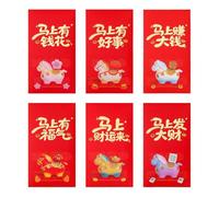 Generisch Lunar New Year Envelopes - 6 Pieces Money Pack with Horse Motif, Red Envelope for Chinese New Year 2026 | Good Luck, Spring Festival, Wedding, Holiday, Party, Birthday