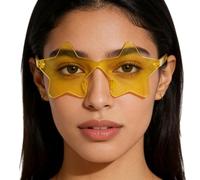 Generisch Lunettes Star pour Femmes - Lunettes de Sans Monture | Fashion Plage | Tendance pour Quotidien Anniversaire Festival Concert Événements à Thème, yellow, Siehe Beschreibung