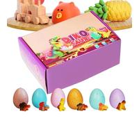 Generisch Magic Dino Eggs Toy Set for Growing in Water, 6 Piece Surprise Set with Expandable Bowl, Colorful Resin Creatures, Kids Activity with Fun Design