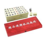 Generisch Mahjong Game Pieces Set - Complete Traditional Mahjong Game, Robust Stones with Clear Engraving, Practical Storage, Easy to Carry Design for Rounds on the Go