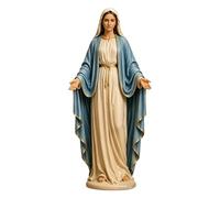 Generisch Maria Statue Resin 12 cm 200 g Hand-Painted Ivory Robe Cape Open Arms Sculpture Catholic Figure Religious Decoration Art Object Ideal Home Living Room Bedroom