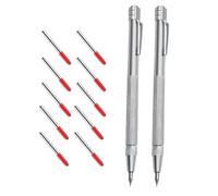 Generisch Marker Pen | Pack of 2 Portable Marking Tools - With 10 Replacement Heads, Non-Slip Rubber Handle and Metal Marker | for Glass, Ceramic, Tile and Stone