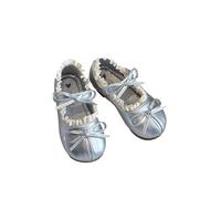 Generisch Mary Jane Shoes Girls Cute Bowknot Flat Trainers Cute Lolita Style Platform Sandals Platform Heels Ankle Strap Running Shoes Closed Toe Ballerina Sandals, silver, 6 UK Child