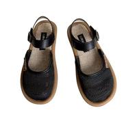 Generisch Mary Jane Shoes Women's Sandals Breathable Knitted Women's Shoes Wide H Summer Sandals, Round, Retro, Buckle, Straps, Flat, Soft, Lolita, Princess, Chic, Elegant, black, 4 UK