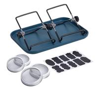 Generisch Mason Jar Germination Sets - Sprouting Set | Growing Set with Seedling Tray and Stainless Steel Stand for Alfalfa Broccoli Mung Beans, 2 Pack Glass Lids with Mesh Sieves and Drip Tray