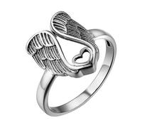Generisch Massage Rings Sterling Silver Style Angel Heart Ring Inspirational Memorial Ring Jewelry Gifts for Women and Girls Junior Rings 15kg, 6, Aluminium alloy, No Gemstone