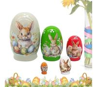 Generisch Matriosche In Legno - Matrioska In Legno A Tema Coniglio Di Pasqua Per La Decorazione Primaverile | Matriosche Russian Tradizionali - Per Bambini E Adulti Soggiorno Camera Da Ingresso Scriv