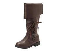 Generisch Medieval Boots Men's Renaissance Knight Prince Shoes Vintage PU Leather Boots Short Sole Shoes Role Play Pirate Clothing Accessories for Halloween Cosplay Costume, brown, 10 UK