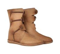 Generisch Medieval Boots Men's Renaissance Knight Prince Shoes Vintage PU Leather Boots Short Sole Shoes Role Play Pirate Clothing Accessories for Halloween Cosplay Costume, khaki, 6 UK
