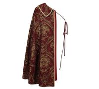 Generisch Medieval Clothing Men's Tudor Cape Half Shoulder Cape Noble Tudor King Costume Renaissance Medieval Costumes Viking Clothing Halloween Cape Jacquard Print, red, One Size