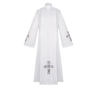 Generisch Medieval Costume Robe Men's Halloween Priest Uniform Round Neck with Prints Priest Robe Plain Long Sleeve Medieval Clothing for Cosplay Stage Performances