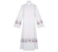 Generisch Medieval Costume Robe Men's Halloween Priest Uniform Round Neck with Prints Priest Robe Plain Long Sleeve Medieval Clothing for Cosplay Stage Performances