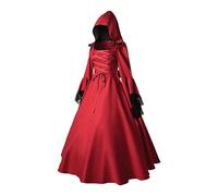 Generisch Medieval Costumes Women's Halloween Gothic Maxi with Lace Long Sleeve Deep Neck Without Belt Black V-Neck Wallend Pirate Costume Renaissance Halloween Cosplay Carnival Costume