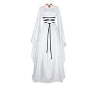 Generisch Medieval Costumes Women's Witch Halloween Block Colours Long Sleeve Zip Maxi Dress Festive Knee-Length Plus Size Flowing Pirate Costume Renaissance Halloween Cosplay Carnival Costume