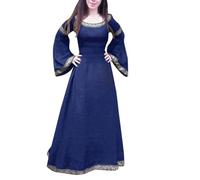 Generisch Medieval Dynasty Medieval Dress for Women, Irregular Fit Long Sleeve Cosplay Maxi Dress Himouto Umaru Chan Cosplay Costume, blue, 3XL
