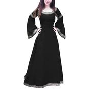 Generisch Medieval Dynasty Medieval Dress for Women, Irregular Fit Long Sleeve Cosplay Maxi Dress Himouto Umaru Chan Cosplay Costume, black, 4XL