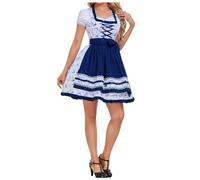 Generisch Medieval Mug Set Oktoberfest Costumes Women's Dirndl Dresses 2-Piece German Dresses for Oktoberfest Festival Costume Beer Carnival Cosplay Costumes for Adults for Women (Blue, XL)