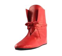 Generisch Medieval Shoes Men's Medieval Clothing Renaissance Slip On Boots Retro Cowboy Boots PU Leather Viking Boots Knight Hunter for Halloween Cosplay Costume, red, 12.5 UK
