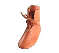 Generisch Medieval Shoes Men's Medieval Clothing Renaissance Slip On Boots Retro Cowboy Boots PU Leather Viking Boots Knight Hunter for Halloween Cosplay Costume, yellow, 11 UK