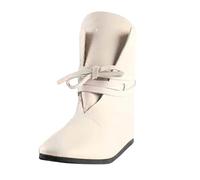 Generisch Medieval Shoes Men's Medieval Clothing Renaissance Slip On Boots Retro Cowboy Boots PU Leather Viking Boots Knight Hunter for Halloween Cosplay Costume, White, 9 UK