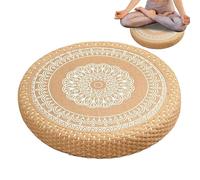 Generisch Meditation Cushion for the Seat - Hand-Woven Round Yoga Mat as Floor Cushion - Breathable Comfortable Seat Cushion for Outdoors, Fireplace & Meditation