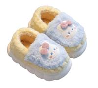 Generisch Memory Foam Closed Slippers Children's Winter Plush Cotton Slippers Soft Comfortable Slippers Delightful Cartoon Hat Shoes Lined Warm Felt Slippers, lightblue, 36 EU
