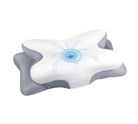 Generisch Memory Pillow Cervical Ergonomic Pillow Memory Orthopaedic Moss Foam Pillow 62 x 41 x 13 cm White/Grey Breathable Nush Support Sleep Hotel Camping Adult