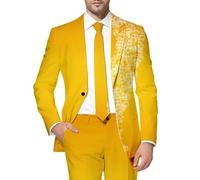 Generisch Men's 3D Beer Motif Costume Jacket Oktoberfest Outfit with One Buttons Slim Fit Blazer Slim Fit Casual Jacket Stylish Suit Jacket Leisure Men's Jacket Beer Festival Clothing, Q yellow., S