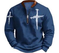 Generisch Men's 3D Sweatshirt Digital Print Street Sports Fashion Trend Sweatshirt Winter Knitted Jumper Men Warm, blue, 3XL