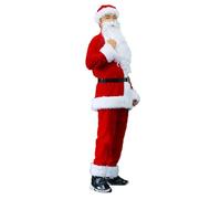 Generisch Men's 5-Piece Santa Claus Costume Christmas Suit Fancy Dress Santa Costume with Hat Beard Belt Christmas Costume Santa Costume Christmas Costumes Red
