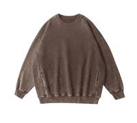 Generisch Men's Adult Crew Neck Sweatshirt Comfortable Long Sleeve Work Jumper Plain Crew Neck Long Sleeve Basic T-Shirt Cotton Vintage Top Men's Tops Activewear, coffee, XXL