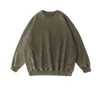 Generisch Men's Adult Crew Neck Sweatshirt Comfortable Long Sleeve Work Jumper Plain Crew Neck Long Sleeve Basic T-Shirt Cotton Vintage Top Men's Tops Outdoor Shirts, Blackish Green, 3XL