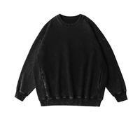 Generisch Men's Adult Crew Neck Sweatshirt Long Sleeve Basic T-Shirt Cotton Vintage Top Comfortable Long Sleeve Work Jumper Plain Crew Neck Tops Activewear, black, XXL