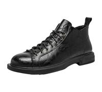 generisch Men's Ankle Boots Low Heel Short Boots Soft Sole Boots Modern Vintage Ankle High Boots Plain Leather Boots Waterproof Outdoor Work Shoes Hiking Boots, black, 9 UK