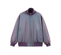 Generisch Men's Aviator Jacket Satin Pilot Jacket Men Lightweight Casual Fashion Jacket Short Leisure Jacket Windproof Warm Winter Jacket Comfortable Outerwear, purple, M
