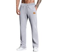 Generisch Men's Baggy Jogging Bottoms, Sports Trousers, Men's Long Polyester, Straight Wide Leg, Plain Elastic Waist with Pockets, Casual Trousers, Workout Athletic Joggers Trousers, gray, L