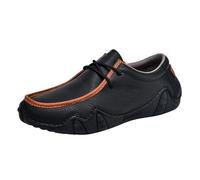 Generisch Men's Barefoot Shoes Wide Toe Boat Shoes Flat Low Top Hiking Shoes Handmade Street Running Shoes Non-Slip Loafer Outdoor Shoes Waterproof Low Shoes Lightweight Running Shoes, black, 7 UK