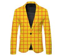 Generisch Men's Blazer Checked Slim Fit Jacket Long Sleeve Suit Colourful Jackets Winter Suit Jacket Suit Business Men's Suit Pride Month Jacket Prom Carnival Costume Men Stylish Jackets, O yellow, L