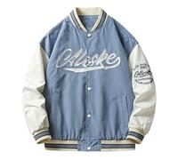 Generisch Men's Bomber Jacket, Oversized Baseball Jacket, Colour Block Sports Jacket, Hip Hop Sweat Jacket, Stand-Up Collar, College Jacket, American Y2K Streetwear, Harajuku Transition Jacket, Unisex