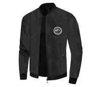 Generisch Men's Bomber Jacket with Tonal Butterfly Pattern - Lightweight Blouson in Elegant Design | Black Transition Jacket with Jacquard Look, style_f01 black, 3XL