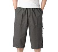 Generisch Men's Cargo Shorts Leisure Basic Summer Trousers with Elastic Waistband Practical Pockets for Comfortable Freedom of Movement for Outdoor Activities or Casual Everyday Outfits, Army Green