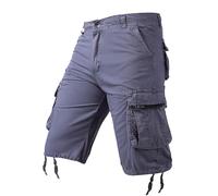 Generisch Men's Cargo Shorts Regular Bermuda Shorts 100% Cotton Cargo Shorts Men's Cargo Trousers Short Basic Vintage Bermuda Trousers Cycling Shorts Summer Men, Grey-7, XXL