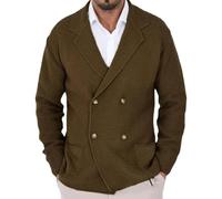 Generisch Men's Casual Double Breasted Pullover Cardigan Coat, brown, M
